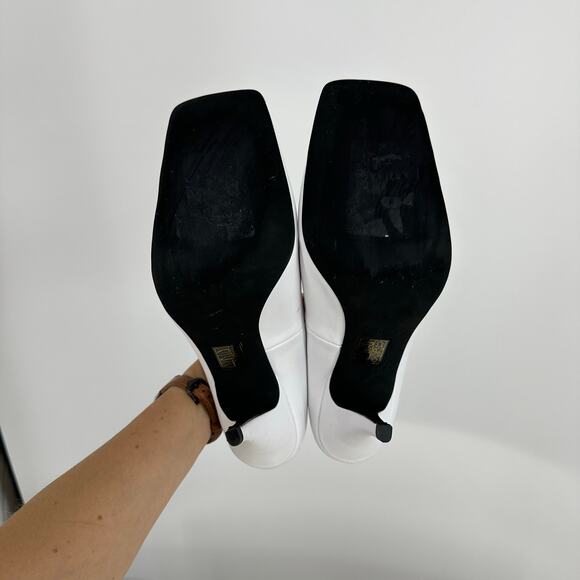 Jeffrey Campbell Women's Shoes Natalya Square Toe Pumps Size 10 White Minimalist - Picture 9 of 13